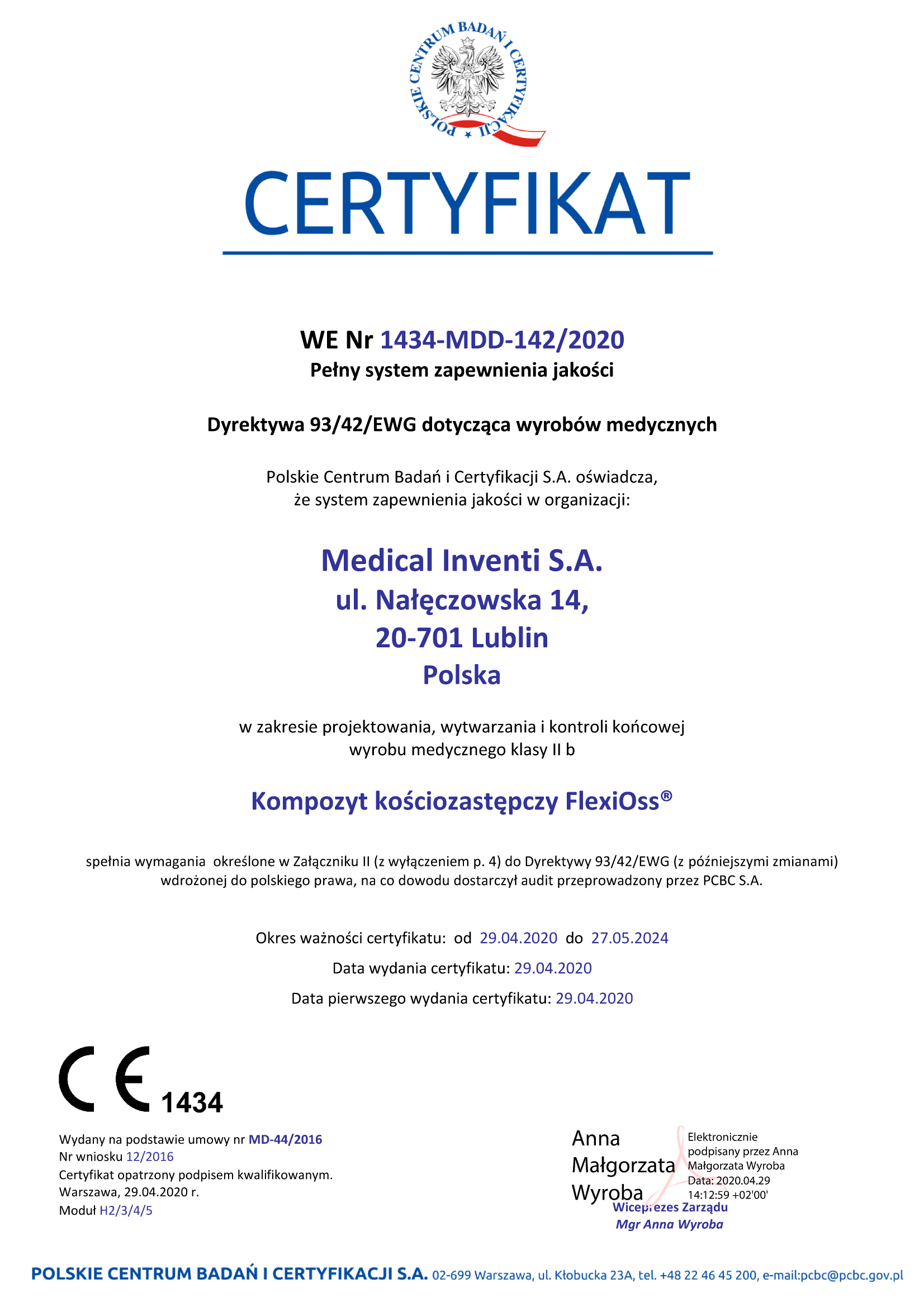 Certyfikat Jakości Medical Inventi